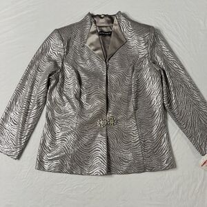 Cachet NWT Vintage Women's Silver Metal Animal Formal Blazer Jeweled Clasp 14W